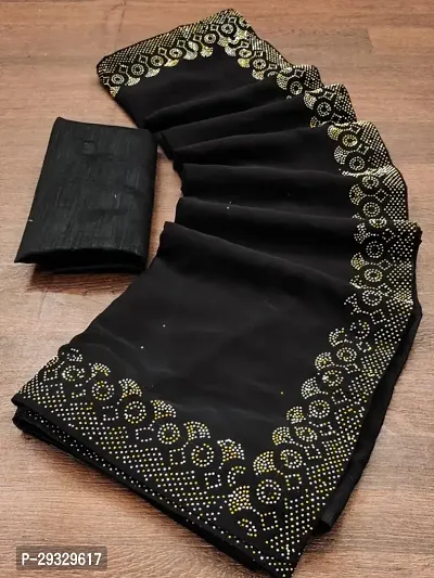 Georgette Stone Work Fancy Saree with Blouse Piece