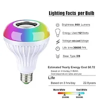 12 W Led Wireless Light Bulb With Speaker | Bluetooth Enabled | Rgb Music Light | Colour Changing Remote Control Access| B22 Holder-thumb2