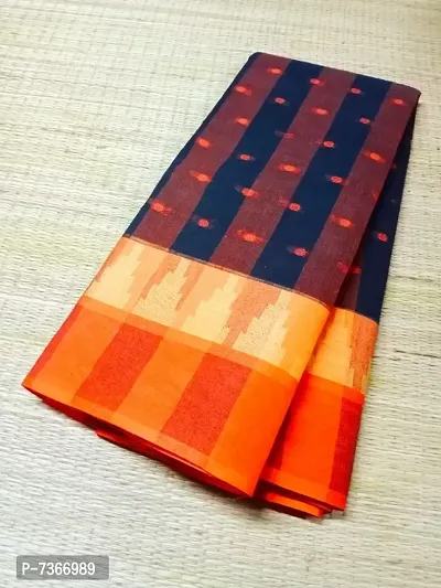 Multicoloured Cotton Striped Sarees For Women-thumb0