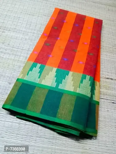 Multicoloured Cotton Striped Sarees For Women