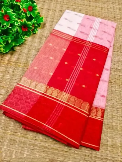 Bengal Cotton Tant Woven Sarees without Blouse piece