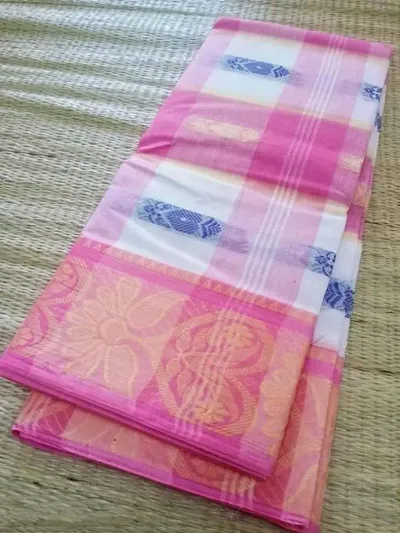 New Stylish Woven Design Cotton Tant Sarees with Blouse Piece