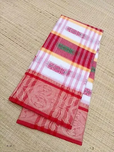 Cotton Woven Design Taant Sarees without Blouse piece