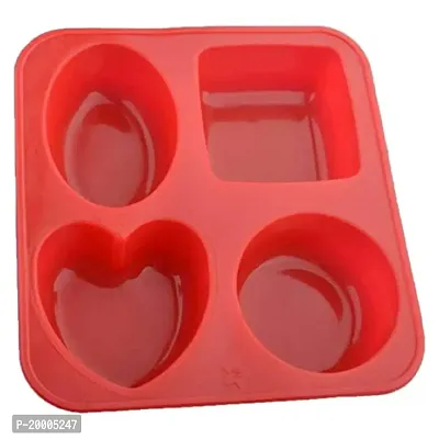 Anjil Silicone Circle Square Oval And Heart Shape Soap Cake Making Mould And Chocolate Mould Red Pack Of 1-thumb0