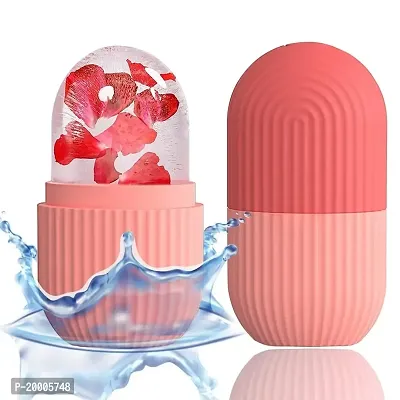 JAIKRIT Ice Roller for Face | Face Massager | Reusable Silicone Facial Ice Roller For Glowing  Tighten Skin (pink + green) (pack of 2)-thumb3