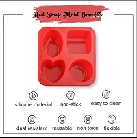 4 cavity silicone soap mould pack of 4 ( 2 RED + 2 green)  / soap making tray / soap mould / soap make at home /soap tray / silicone tray-thumb3
