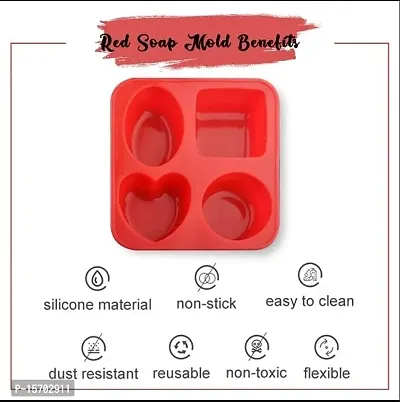 4 cavity silicone soap mould pack of 4 ( 2 RED + 2 green)  / soap making tray / soap mould / soap make at home /soap tray / silicone tray-thumb4