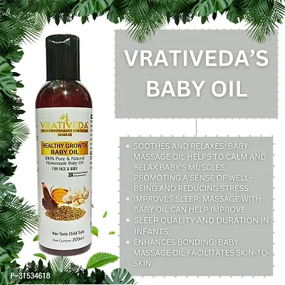 VRATIVEDA Healthy Growth Baby Oil / 100% Natural Baby Oil/Softens  Protects Baby's Skin 200 ML-thumb2