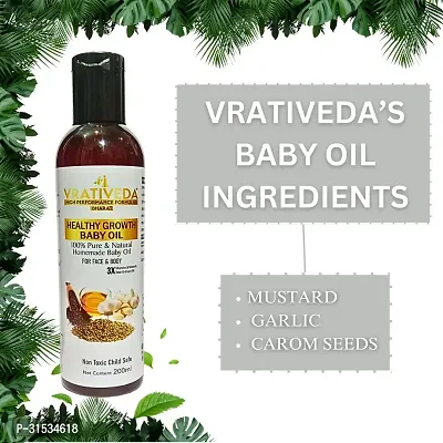 VRATIVEDA Healthy Growth Baby Oil / 100% Natural Baby Oil/Softens  Protects Baby's Skin 200 ML-thumb3