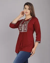 Khushank Casual Regular Sleeves Printed Women Maroon Top (XS, Dark Maroon)-thumb1