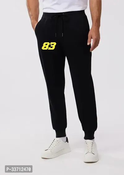 Stylish Black Cotton Blend Regular Track Pants For Men-thumb0