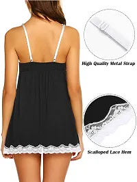 Dulcinea Women Sexy Sleepwear Lace Chemise Nightgown Full Slip Babydoll Sleepwear (Free Size, Black)-thumb3