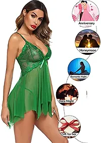 Dulcinea Women's Polyester Blend All Over Print Above Knee Length Babydoll (DC_217_Green_Free Size)-thumb1