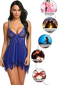 Dulcinea Women's Polyester Blend All Over Print Above Knee Length Babydoll (DC_217_Blue_Free Size)-thumb1