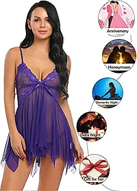 Dulcinea Women's Polyester Blend All Over Print Above Knee Length Babydoll (DC_217_Purple_Free Size)-thumb1