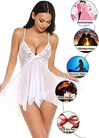 Dulcinea Women's Polyester Blend All Over Print Above The Knee Babydoll (DC_217_White_Free Size)-thumb1