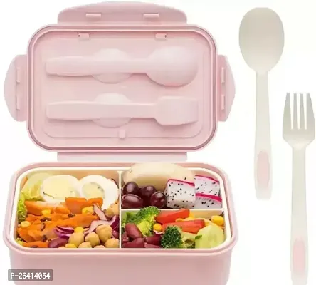 Lunch Boxes For Office Men Leak Proof 3 Compartment Lunch Box Reusable Freezer Safe Food Containers With Spoon And Fork-thumb0