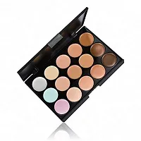 Leticia Highlighter and Contour 15 Shades Concealer Palette with Beauty Blender Sponge Puff and Foundation Brush-thumb3