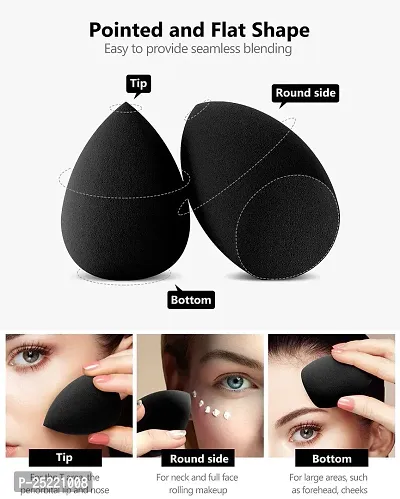 Leticia 10 Pcs Makeup Sponge Blender Set Beauty Cosmetic Foundation Blending, Flawless for Liquid Cream and Powder, Multi-Purpose Cosmetic Applicator Puff (Black).-thumb3