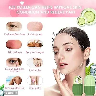 Leticia Ice Roller For Face, Silicon Facial Ice Cube Massager to Enhance Skin Glow, Tighten pores, Reduce Shrink, Puffy Eyes - Leakproof, Unbreakable, Reusable Beauty Facial Kit for Women-thumb2