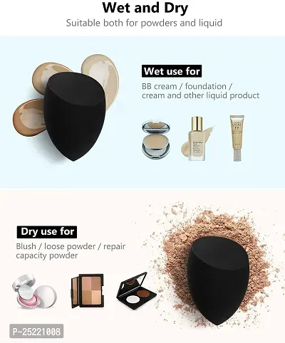 Leticia 10 Pcs Makeup Sponge Blender Set Beauty Cosmetic Foundation Blending, Flawless for Liquid Cream and Powder, Multi-Purpose Cosmetic Applicator Puff (Black).-thumb5