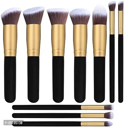 Leticia Makeup Brushes Synthetic Cosmetics Foundation Blending Blush Eyeliner Face Powder Brush Makeup Brush Kit (10pcs, Black)-thumb0