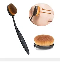 Leticia Slim Makeup Blush Face Contour Foundation Soft Nylon Hair Fan Brushes (Black)-thumb3