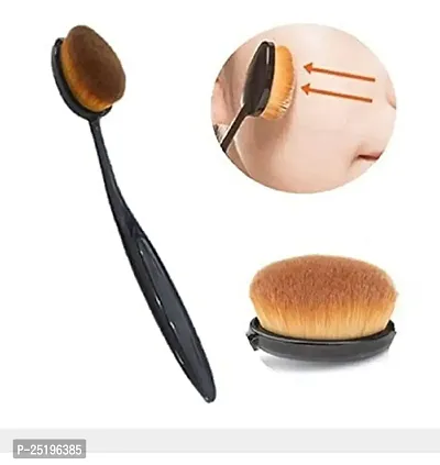 Leticia Slim Makeup Blush Face Contour Foundation Soft Nylon Hair Fan Brushes (Black)-thumb4