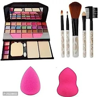 Leticia Makeup kit + 5 Pieces Makeup Brush + 2 Pieces Blender Puff Combo