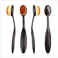 Leticia Slim Makeup Blush Face Contour Foundation Soft Nylon Hair Fan Brushes (Black)-thumb1