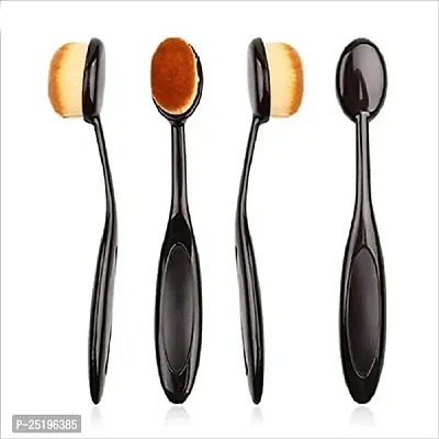 Leticia Slim Makeup Blush Face Contour Foundation Soft Nylon Hair Fan Brushes (Black)-thumb2