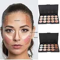 Leticia Highlighter and Contour 15 Shades Concealer Palette with Beauty Blender Sponge Puff and Foundation Brush-thumb2