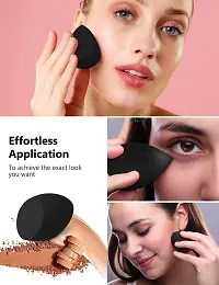 Leticia 10 Pcs Makeup Sponge Blender Set Beauty Cosmetic Foundation Blending, Flawless for Liquid Cream and Powder, Multi-Purpose Cosmetic Applicator Puff (Black).-thumb1