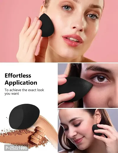 Leticia 10 Pcs Makeup Sponge Blender Set Beauty Cosmetic Foundation Blending, Flawless for Liquid Cream and Powder, Multi-Purpose Cosmetic Applicator Puff (Black).-thumb2