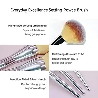 Foundation Brush, Large Powder Brush Flat Arched Premium Durable Kabuki Makeup Brush Perfect For Blending Liquid, Cream and Flawless Powder, Buffing, Blending, Concealer - Silver-thumb1