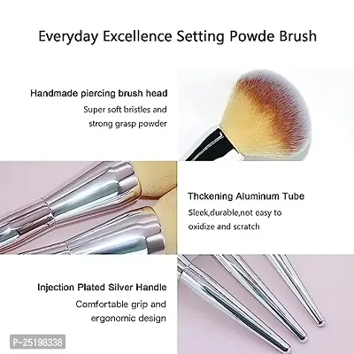 Foundation Brush, Large Powder Brush Flat Arched Premium Durable Kabuki Makeup Brush Perfect For Blending Liquid, Cream and Flawless Powder, Buffing, Blending, Concealer - Silver-thumb2