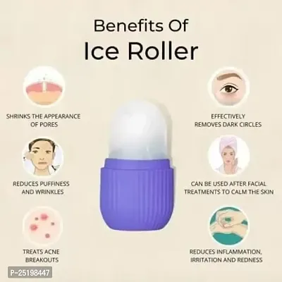 Silicone Facial Ice Roller Ice Roller for Face Ice Cube Roller Massager for Face  Eye Puffiness Relief pack of 1(Blue)-thumb2