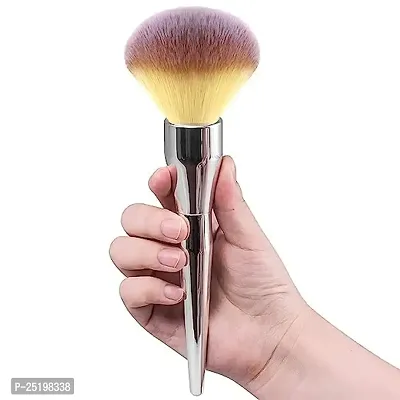 Foundation Brush, Large Powder Brush Flat Arched Premium Durable Kabuki Makeup Brush Perfect For Blending Liquid, Cream and Flawless Powder, Buffing, Blending, Concealer - Silver