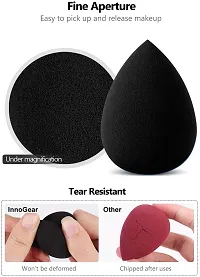 Leticia 10 Pcs Makeup Sponge Blender Set Beauty Cosmetic Foundation Blending, Flawless for Liquid Cream and Powder, Multi-Purpose Cosmetic Applicator Puff (Black).-thumb3