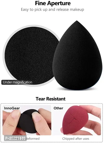 Leticia 10 Pcs Makeup Sponge Blender Set Beauty Cosmetic Foundation Blending, Flawless for Liquid Cream and Powder, Multi-Purpose Cosmetic Applicator Puff (Black).-thumb4