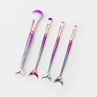 Leticia Mermaid Synthetic Fiber Eyeliner Eyeshadow Blending Fish Tail Makeup Brushes Set 10 Pieces Multicolor-thumb1