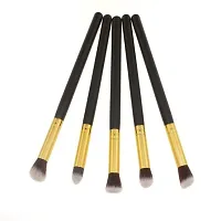 Leticia Wooden Handle and Aluminium Tube and Fiber Bristle Makeup Brushes -Set of 10 Pieces, Black and Golden-thumb3