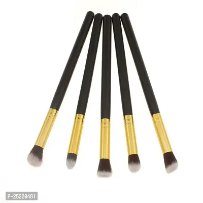 Leticia Wooden Handle and Aluminium Tube and Fiber Bristle Makeup Brushes -Set of 10 Pieces, Black and Golden-thumb4