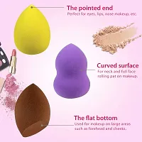 Leticia Beauty 3 Shape Makeup Blender Sponges With Oval Shape Foundation Brush And Brush Cleaner - Multicolor-thumb1