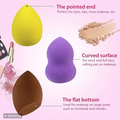 Leticia Beauty 3 Shape Makeup Blender Sponges With Oval Shape Foundation Brush And Brush Cleaner - Multicolor-thumb2