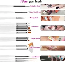 15 Acrylic Nail Art Brushes with Nail Dotting Tool for Painting  (Pack of 15)-thumb2