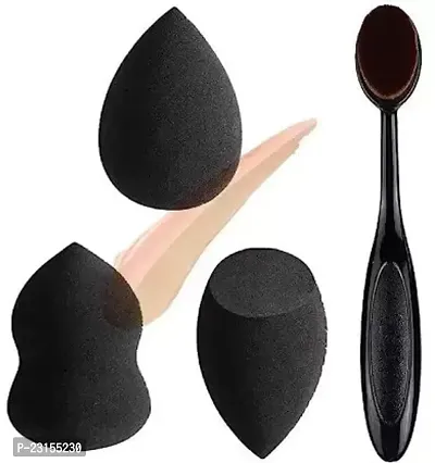 3+1 Pcs Professional Makeup Sponge Set with Foundation Brush  (1 Items in the set)-thumb0
