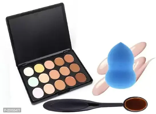 15 Colors Contour Concealer Palette +1 Cream Powder Makeup Brush +1Puff