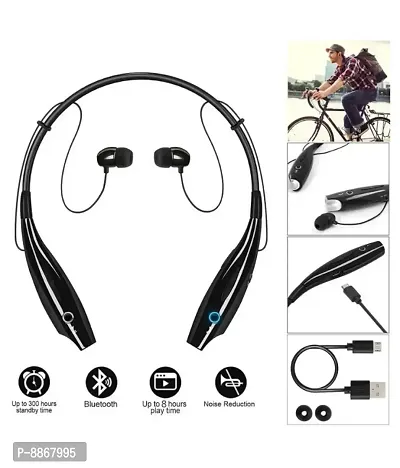 HBS-730 Wireless Neckband Good Quality With Calling Bluetooth Headset  (Black, In the Ear)