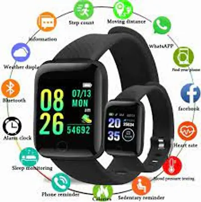 ID116 Plus Bluetooth Smart Fitness Band Watch with Heart Rate Activity Tracker Waterproof Body, Step and Calorie Counter, Distance Measure, OLED Touchscreen for Men/Women,
